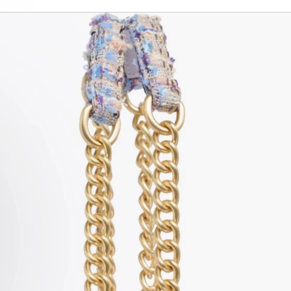 Kurt Geiger MEDIUM Tweed Chain Shoulder Bag –Gold Hardware-NWT 8”x10” - Picture 4 of 12